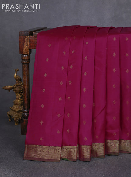 Pure kanchipuram silk saree magenta pink with allover zari woven 1000 buttas and small zari woven border