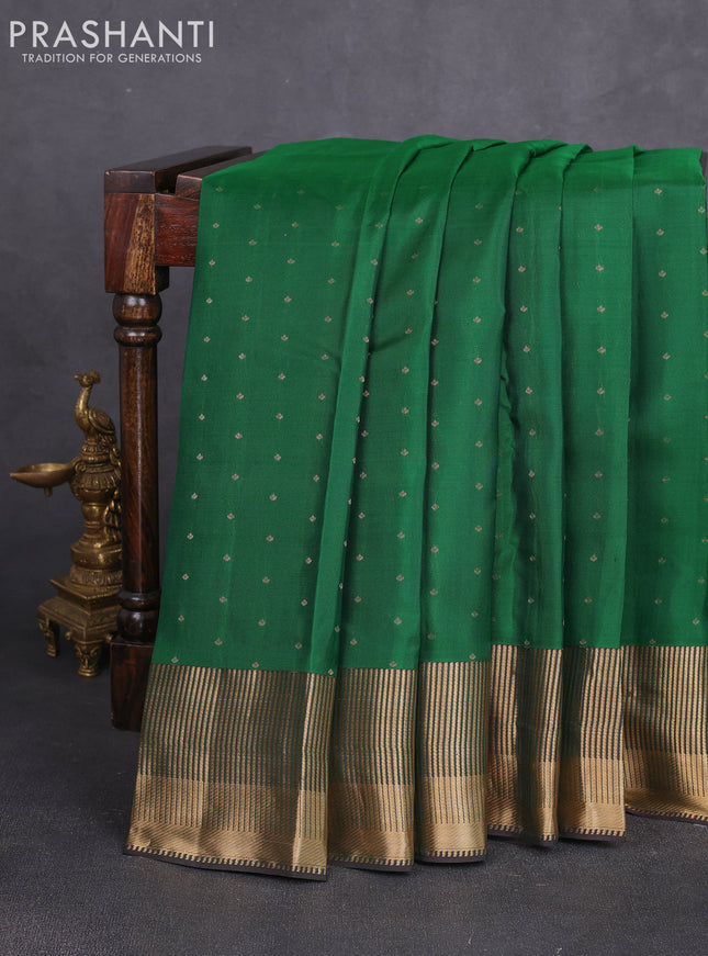Pure kanchipuram silk saree green with allover zari woven 1000 buttas and zari woven border