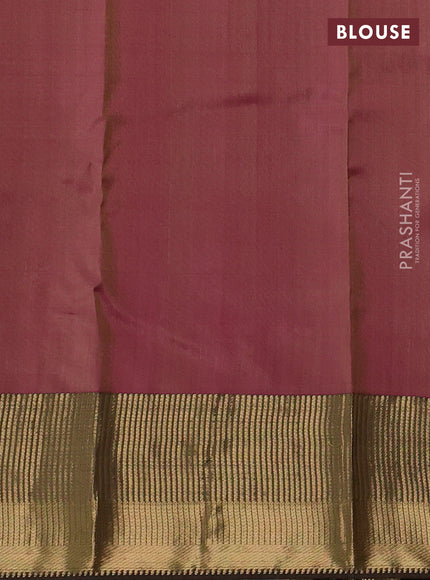 Pure kanchipuram silk saree mustard green and pink with allover zari woven 1000 buttas and zari woven border