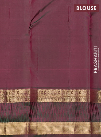 Pure kanchipuram silk saree magenta pink and green with allover zari woven 1000 buttas and rettapet zari woven border