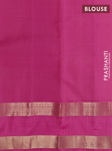 Pure kanchipuram silk saree peach orange and pink with allover zari woven 1000 buttas and rettapet zari woven border