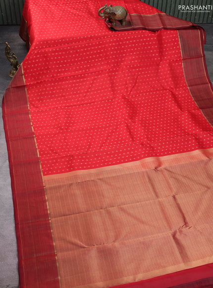 Pure kanchipuram silk saree red and maroon with allover zari woven 1000 buttas and zari woven border