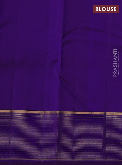 Pure kanchipuram silk saree dual shade of bluish green and violet with allover zari woven 1000 buttas and zari woven border