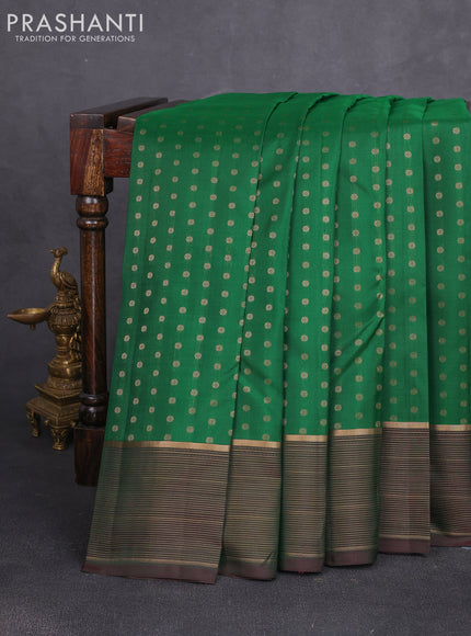 Pure kanchipuram silk saree green and green with allover zari woven 1000 buttas and zari woven border