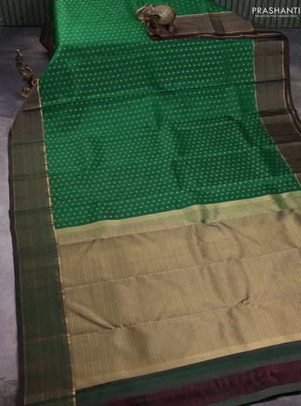 Pure kanchipuram silk saree green and green with allover zari woven 1000 buttas and zari woven border