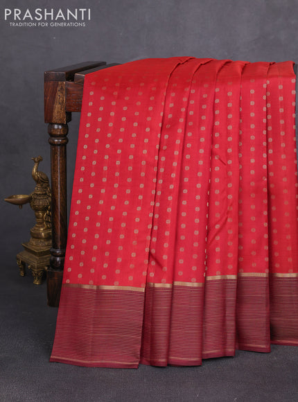 Pure kanchipuram silk saree maroon and deep wine with allover zari woven 1000 buttas and zari woven border