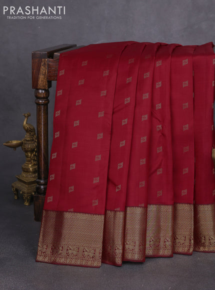 Pure kanchipuram silk saree maroon with allover zari woven 1000 buttas and zari woven border