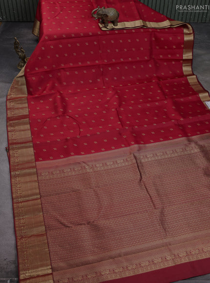 Pure kanchipuram silk saree maroon with allover zari woven 1000 buttas and zari woven border