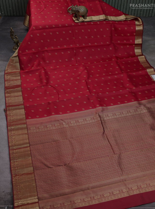 Pure kanchipuram silk saree maroon with allover zari woven 1000 buttas and zari woven border