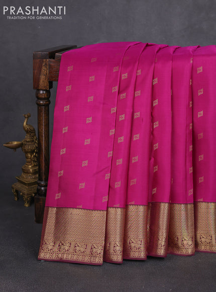 Pure kanchipuram silk saree magenta pink and deep wine shade with allover zari woven 1000 buttas and zari woven border