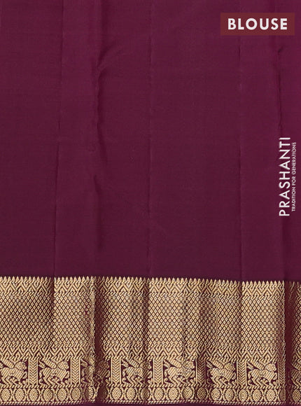 Pure kanchipuram silk saree magenta pink and deep wine shade with allover zari woven 1000 buttas and zari woven border