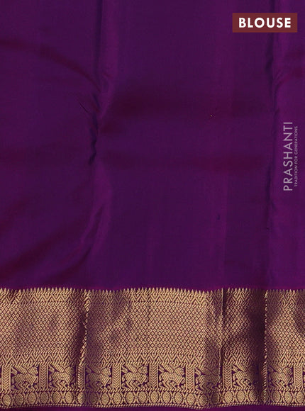 Pure kanchipuram silk saree royal blue and magenta pink with allover zari woven 1000 buttas and zari woven border