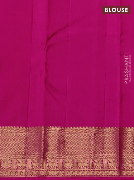 Pure kanchipuram silk saree dual shade of pinkish orange and pink with allover zari woven 1000 buttas and zari woven border