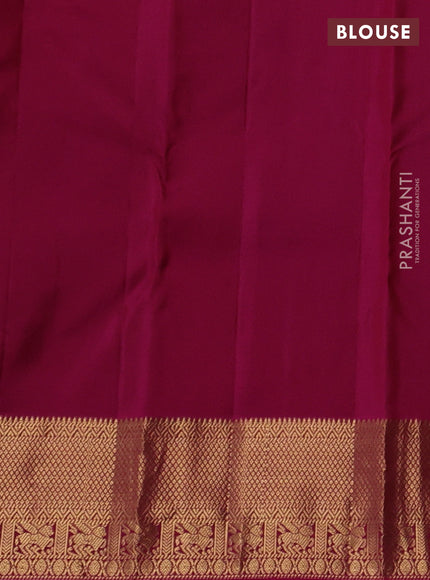 Pure kanchipuram silk saree deep wine shade and pink with allover zari woven 1000 buttas and zari woven border
