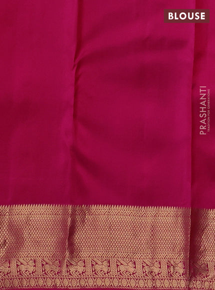 Pure kanchipuram silk saree dual shade of pinkish orange and pink with allover zari woven 1000 buttas and zari woven border
