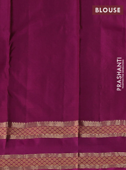 Pure kanchipuram silk saree bottle green and magenta pink with allover zari woven 1000 buttas and rettapet zari woven border