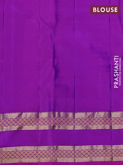 Pure kanchipuram silk saree royal blue and magenta pink with allover zari woven 1000 buttas and rettapet zari woven border