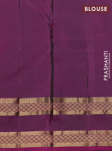 Pure kanchipuram silk saree bottle green and magenta pink with allover zari woven 1000 buttas and rettapet zari woven border