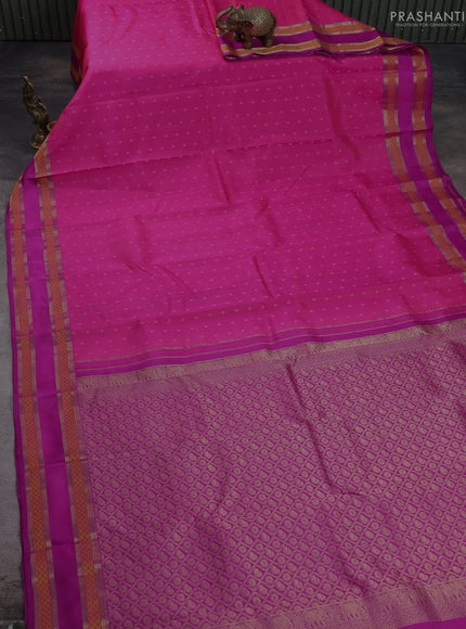 Pure kanchipuram silk saree pink and magenta pink with allover zari woven 1000 buttas and rettapet zari woven border