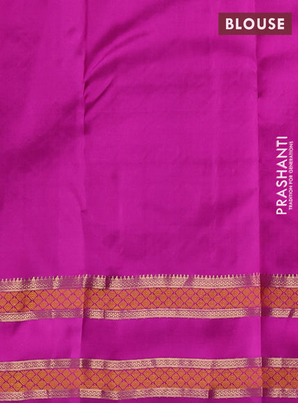 Pure kanchipuram silk saree pink and magenta pink with allover zari woven 1000 buttas and rettapet zari woven border