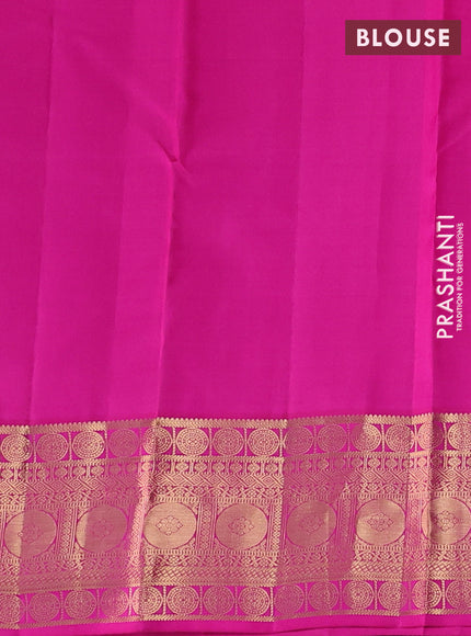 Pure kanchipuram silk saree bottle green and pink with allover zari woven 1000 buttas and zari woven border