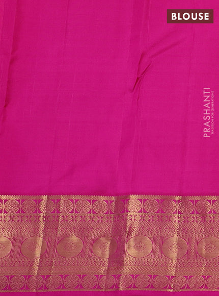 Pure kanchipuram silk saree yellow and pink with allover zari woven 1000 buttas and zari woven border