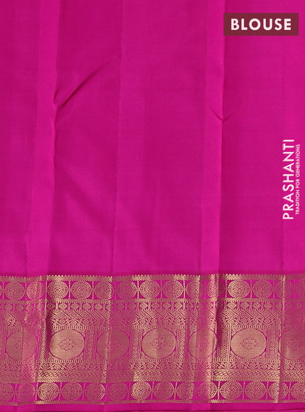 Pure kanchipuram silk saree dual shade of greenish blue and pink with allover zari woven 1000 buttas and zari woven border