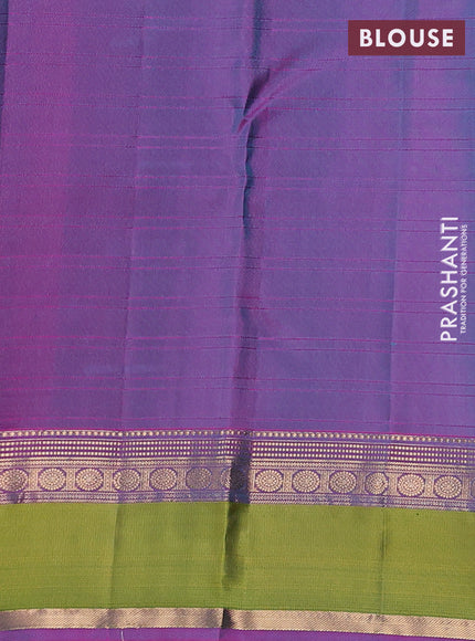 Pure kanchipuram silk saree teal green and pink with allover checks & zari woven 1000 buttas and rettapet zari woven border