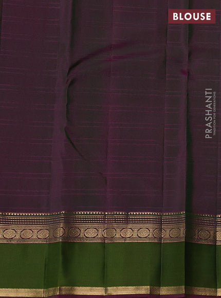 Pure kanchipuram silk saree bottle green and pink with allover checks & zari woven 1000 buttas and rettapet zari woven border
