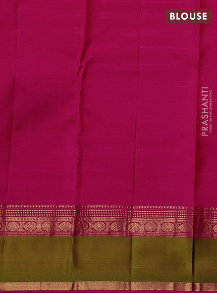 Pure kanchipuram silk saree magenta pink and pink with allover checks & zari woven 1000 buttas and rettapet zari woven border