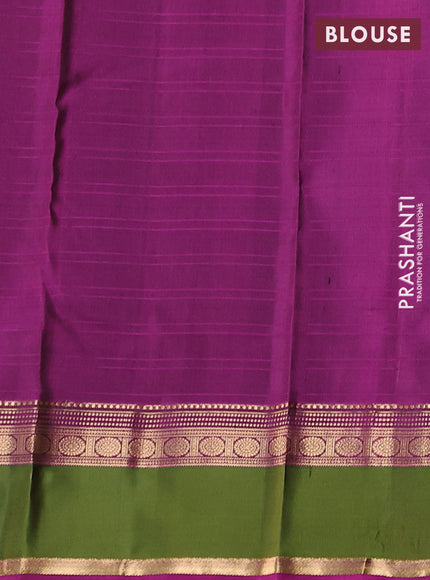 Pure kanchipuram silk saree bottle green and pink with allover checks & zari woven 1000 buttas and rettapet zari woven border