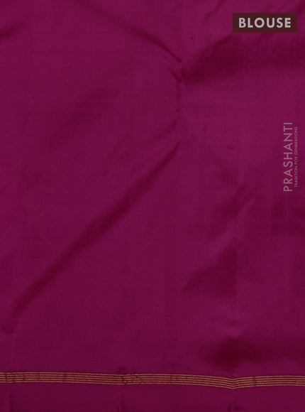 Pure kanchipuram silk saree purple and pink with allover zari woven buttas and small zari woven simple border