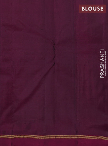Pure kanchipuram silk saree bottle green and magenta pink with allover zari woven buttas and small zari woven simple border