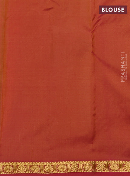Pure kanchipuram silk saree mehendi green and pink with allover zari woven buttas and small zari woven border