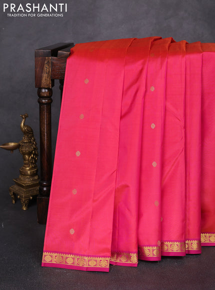 Pure kanchipuram silk saree dual shade of pink and pink with allover zari woven buttas and small zari woven border