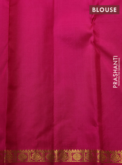 Pure kanchipuram silk saree dual shade of pink and pink with allover zari woven buttas and small zari woven border