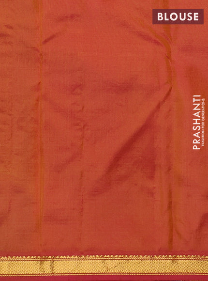 Pure kanchipuram silk saree mehendi green and pink with allover zari woven buttas and small zari woven border