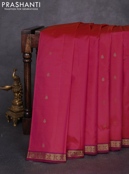 Pure kanchipuram silk saree pink and magenta pink with allover zari woven buttas and small zari woven border