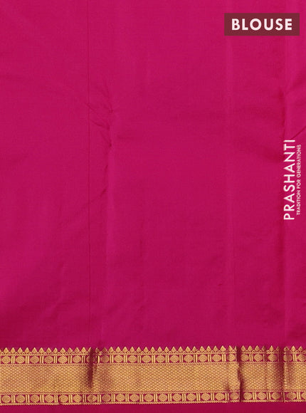 Pure kanchipuram silk saree dual shade of pinkish orange and pink with allover zari woven buttas and small zari woven border
