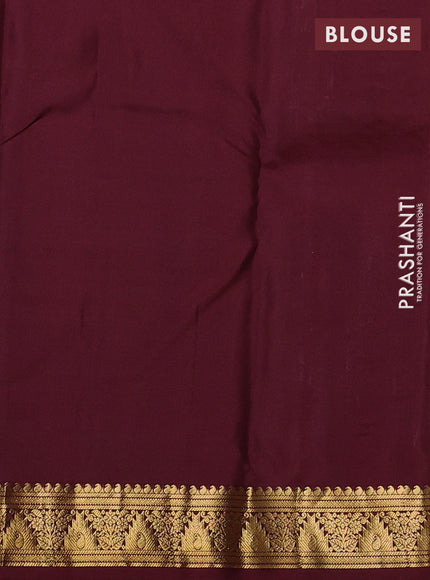 Pure kanchipuram silk saree dark mustard and deep maroon with allover zari woven buttas and small zari woven border