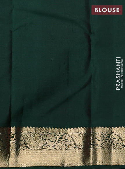 Pure kanchipuram silk saree peach pink and green with allover zari stripes & zari woven 1000buttas and zari woven korvai border