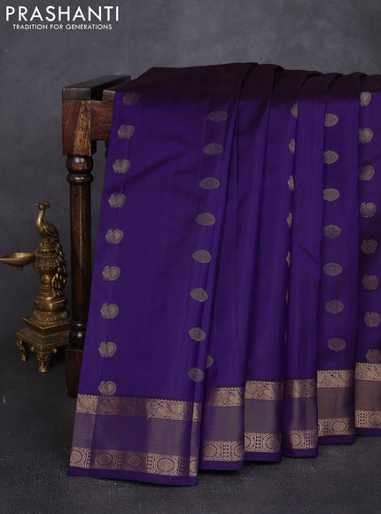 Pure kanchipuram silk saree violet with allover zari woven 1000 buttas and zari woven border