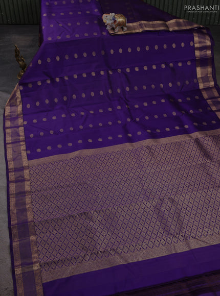 Pure kanchipuram silk saree violet with allover zari woven 1000 buttas and zari woven border