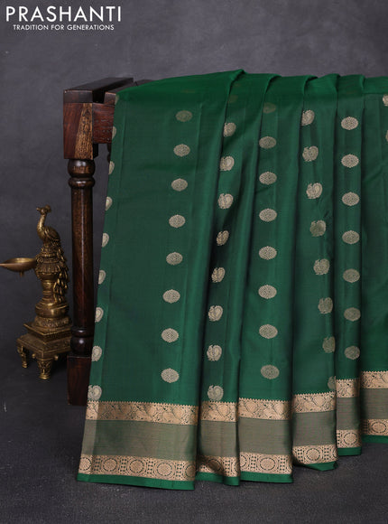 Pure kanchipuram silk saree bottle green with allover zari woven 1000 buttas and zari woven border