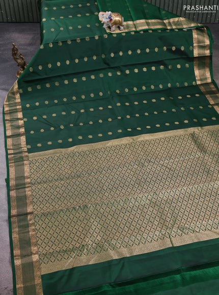 Pure kanchipuram silk saree bottle green with allover zari woven 1000 buttas and zari woven border