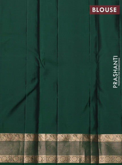 Pure kanchipuram silk saree bottle green with allover zari woven 1000 buttas and zari woven border