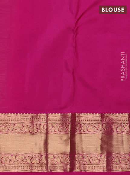 Pure kanchipuram silk saree mehendi green and pink with allover zari woven 1000 buttas and rich zari woven border