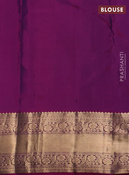 Pure kanchipuram silk saree dual shade greenish blue and magenta pink with allover zari woven 1000 buttas and rich zari woven border