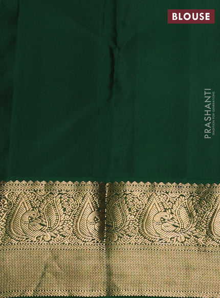 Pure kanchipuram silk saree navy blue and green with allover weaves & zari woven 1000 buttas and zari woven border