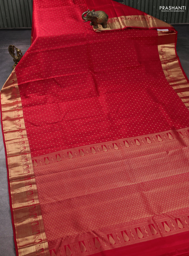 Pure kanchipuram silk saree maroon with allover zari woven 1000 buttas and zari woven border